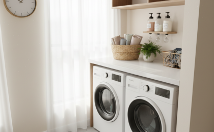 apartment laundry room setup